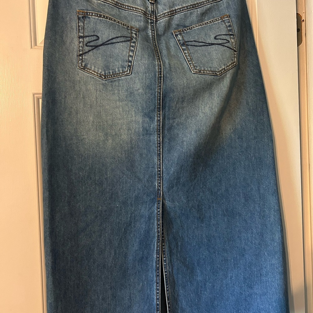 Blue Denim Midi Skirt